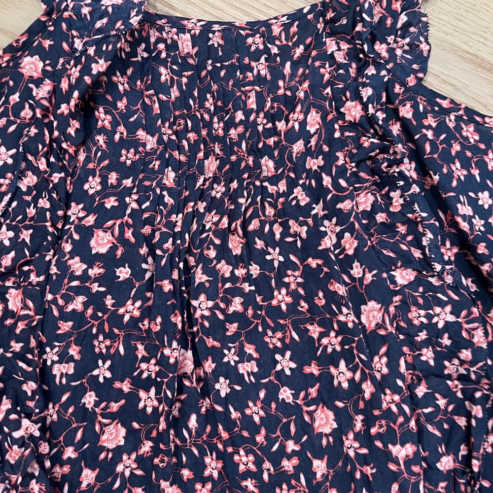 Frame Navy floral print Cecile sleeveless blouse.